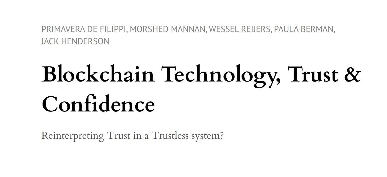 Blockchain Technology, Trust & Confidence